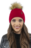 Vivisence Elegant Women’s Winter Set Classic Style Hat with Pom-Pom and Matching Scarf Warm and Static-Free Fabric Perfect for Both Elegant and Sporty Outfits Great Gift Idea, red