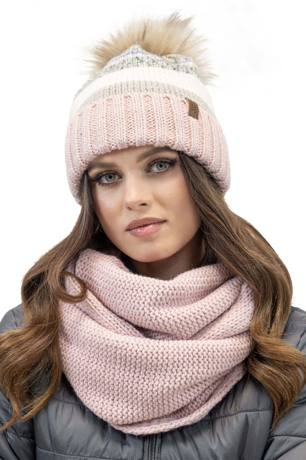 Vivisence Women's Pom Pom Hat Warm Yarn Antistatic Effect Winter Style 7099, Pink