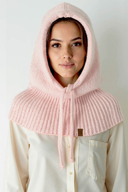 Vivisence Femme Cagoule Hiver Laine Merinos Et Coton Reglable Chaleur Douce, rose