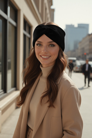 Vivisence Bandeau Femme Hiver Automne Chaud Couvre-chefs d'hiver Confortable Élégant Accessoire Cheveux Entrelacé Devant Tricot Extensible Idéal Journées Froides, noir