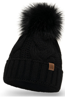 VIVISENCE Wintermütze mit Bommel Damen Warmes Ideal Für Kalte Wintertage 7014, schwarz