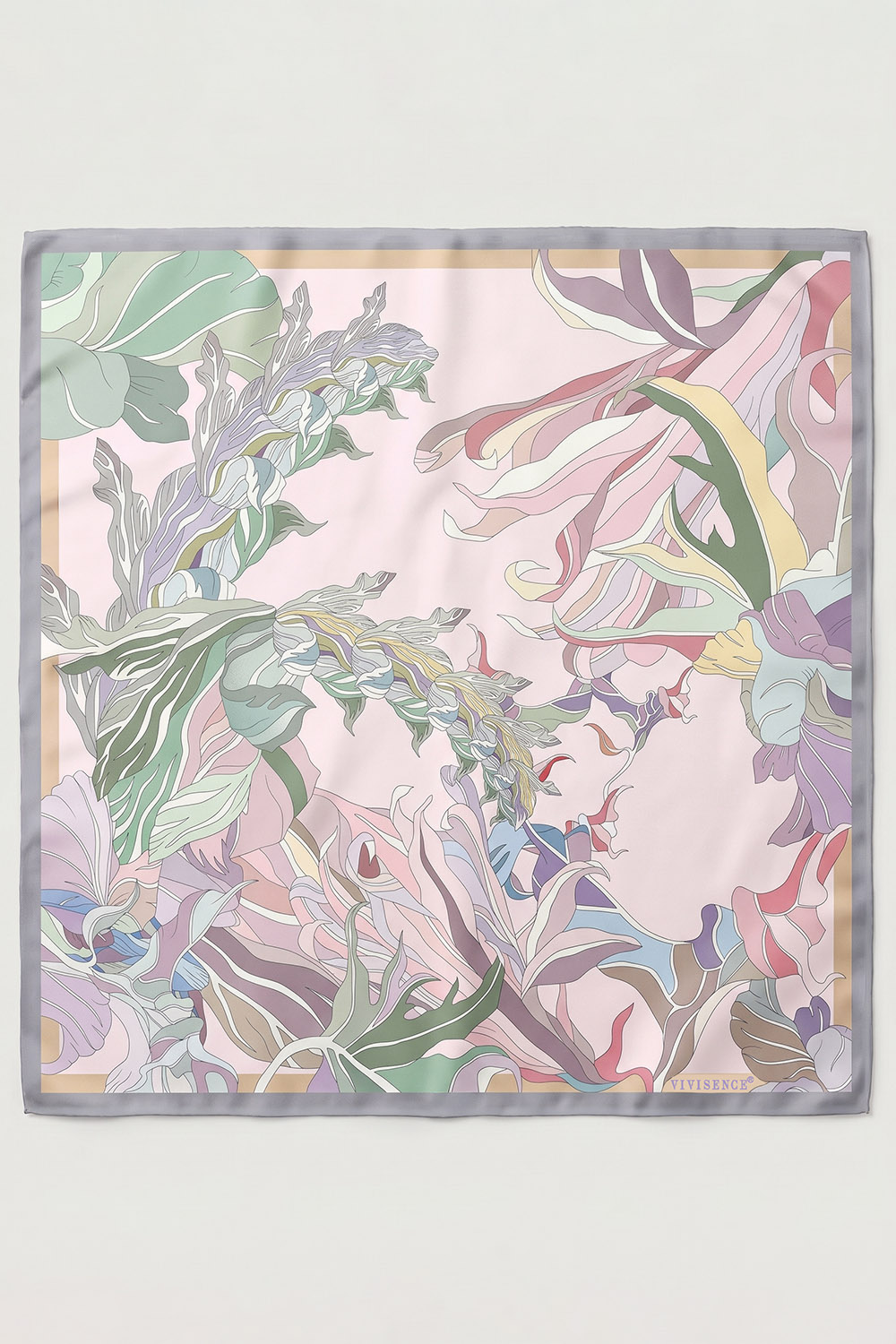Vivisence Women Silk Scarf Hand Rolled Edges Versatile Styling Comfort, pink/purple