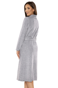 Vivisence Peignoir Femme Long Ceinture Poches Doux Classique Maison 5022, gris