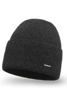 Vivisence Damen Mütze Winter Weich Strickmütze Umschlag-Saum Innenfutter 7096, schwarzgrau