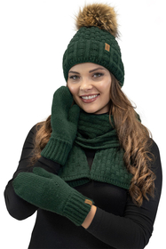 Vivisence Bonnet Femme Avec Pompon Doublé En Polaire Tricoté Pour L’Hiver 7015, vert