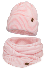 Vivisence Women Winter Hat And Scarf Set Merino Blend Warm Everyday Comfort, Pink