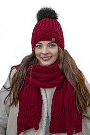 Vivisence Knitted Classic Scarf For Women Soft And Warm Everyday Look 7016S, maroon