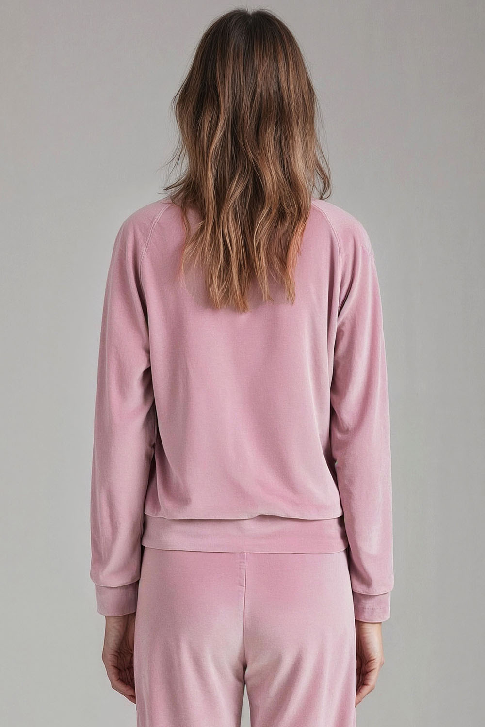 Vivisence Damen Sportbluse Sweatshirt Mit Rundhalsausschnitt Aus Velourstrick Mit Strickbündchen Und Langem Arm Lockerer Schnitt Für Freizeit Fitness Und Alltag 9005, Pink