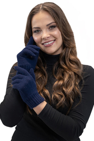 Vivisence Women Winter Hat Scarf And Gloves Set Soft Fleece Lining Cozy Warmth, dark blue