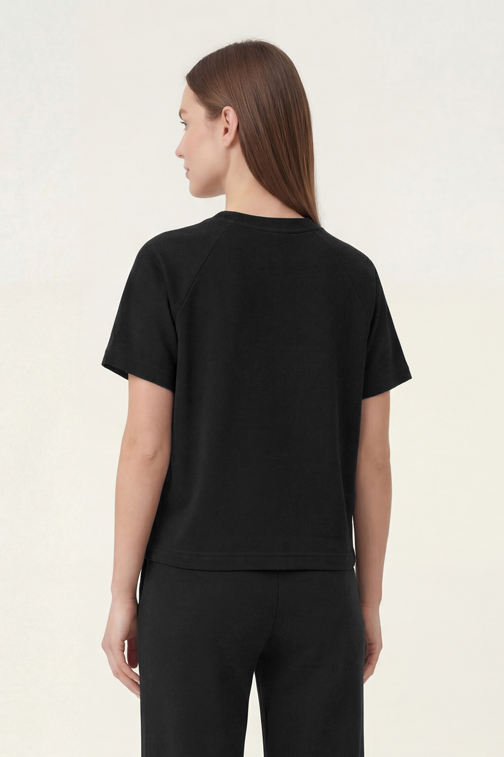 Vivisence Damen T-Shirt Kurzarm Rundhals Elastischer Baumwolle Bequem, schwarz
