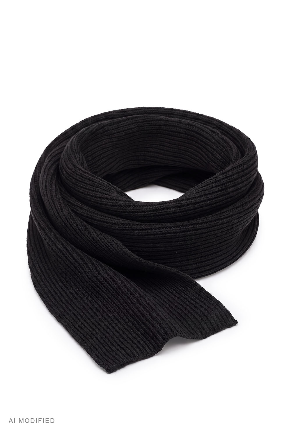 Vivisence Women's Scarf Merino Wool Ribbed Knit Warm Accessory, black