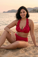 Vivisence 3220 classic ladies smooth maxi bikini top, raspberry