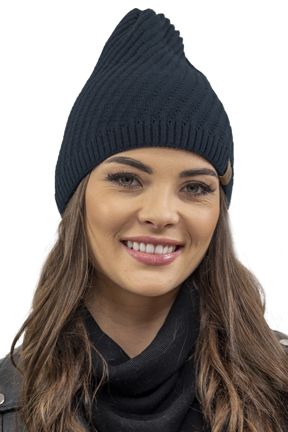Vivisence Stylish Women's Winter Set Including Warm Knitted Hat And Matching Snood Scarf Made From Soft And Warm Fabric For Maximum Comfort Ideal For Cold Winter And Autumn Weather, dark blue