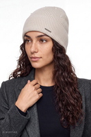Vivisence Women's Beanie Merino Wool Cashmere Ribbed Knitted Hat, beige