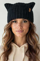 Vivisence Femme Bonnet Hiver Laine Merinos Doux Pour Protection Contre Le Froid, noir