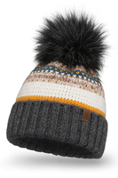 Vivisence Women's Pom Pom Hat Warm Yarn Antistatic Effect Winter Style 7099, dark grey