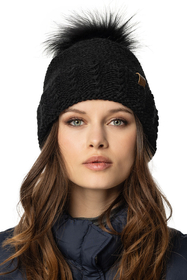 Vivisence Winter Hat And Loop Scarf Set For Women With Pompon Soft Fleece Lining Anti-Static Design Perfect Fit And Warmth For Cold Days Ideal For Winter And Autumn, black