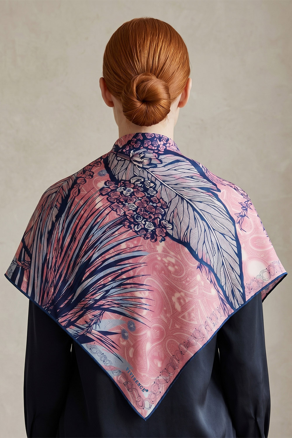 Vivisence Women Silk Scarf Hand Rolled Edges Lightweight Breathable Comfort, pink/blue