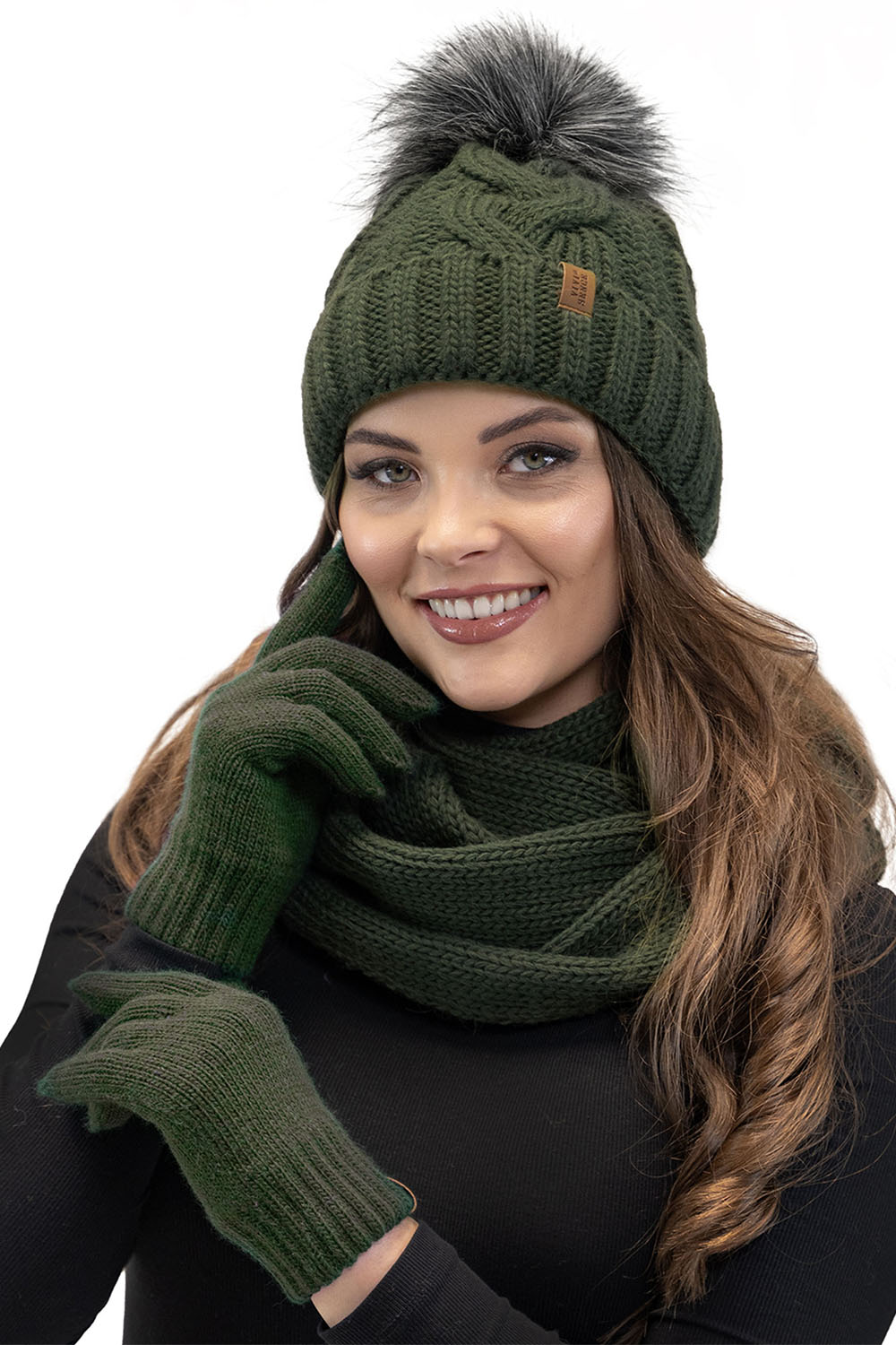 Vivisence Bonnet À Pompon Femme Chaud Et Doux Idéal Pour L’Hiver 7014, vert
