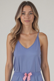 Vivisence Femme Haut de Pyjama Viscose Décolleté en V Confort Nuit 2200, bleu ciel
