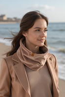 Vivisence Women Winter Snood Scarf Soft Knit Cozy Everyday Warmth For Cold Days, beige