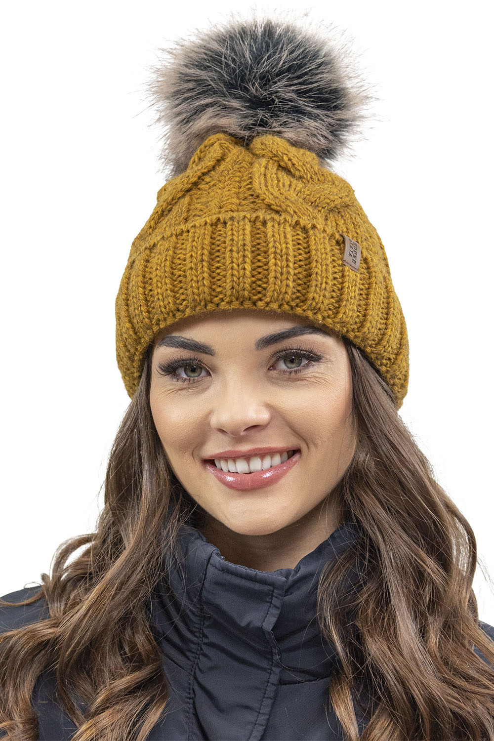 Vivisence Women Winter Hat Scarf And Gloves Set Soft Fleece Lining Cozy Warmth, dark yellow