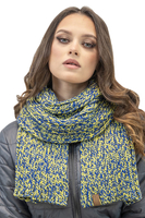 Vivisence Fashionable Winter Women's Set Including Pom-Pom Hat And Long Scarf Made From Warm Two-Color Yarn Soft Fleece Lining Perfect For Cold Winter And Autumn Days, yellow