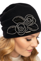 Vivisence Damen Mütze Winter Handgefertigte Herbst Elegante Wintermütze 7068, schwarz