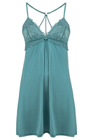 Vivisence Damen Negligé Mit Spitze Und Mesh Für Eine Schmeichelnde Silhouette, Grün