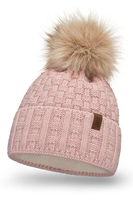 Vivisence Bonnet Femme Avec Pompon Doublé En Polaire Tricoté Pour L’Hiver 7015, rose clair