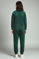 Vivisence Women's Tracksuit Two Piece Lounge Set With Classic Sweatshirt And Tapered Joggers Featuring Elastic Waist Ribbed Cuffs And Side Pockets For Everyday Comfort 9204kmpl, Green
