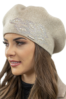 Vivisence Béret Femme Avec Appliqué En Zirkonia Idéal Pour Les Jours Froids 7051, beige
