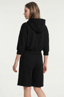 Vivisence Femme Ensemble Short Et Sweat À Capuche Coton Confort À La Maison, noir