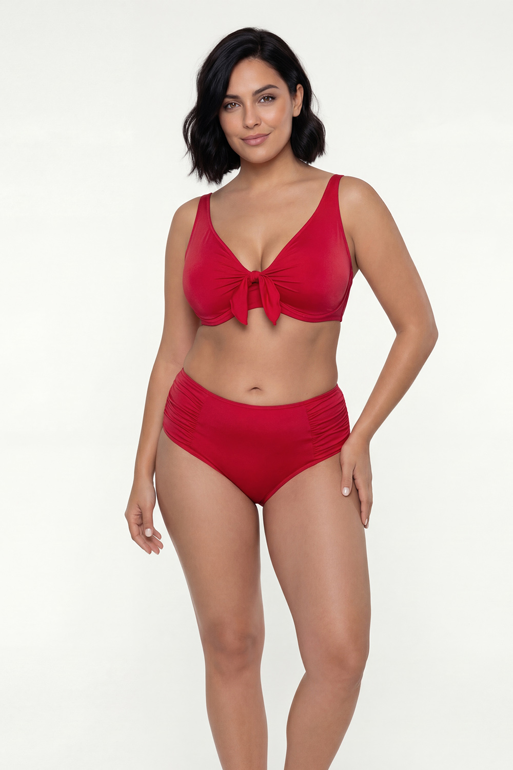 Vivisence Culotte De Bain Femme Taille Haute Fronces Confort Sculptant, rose