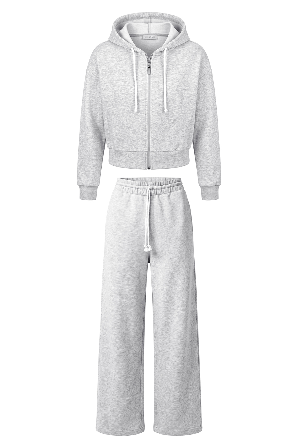 Vivisence Women Tracksuit Set Zip Hoodie And Pants Soft Cotton For Daily Comfort, Grey