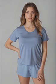 Vivisence Women's Pyjamas T-Shirt Viscose Relaxed Cut Comfort For Every Night 2200, azure