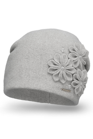 Vivisence Women's Winter Hat Wool With Floral Applique Warm Antistatic 7053, light grey