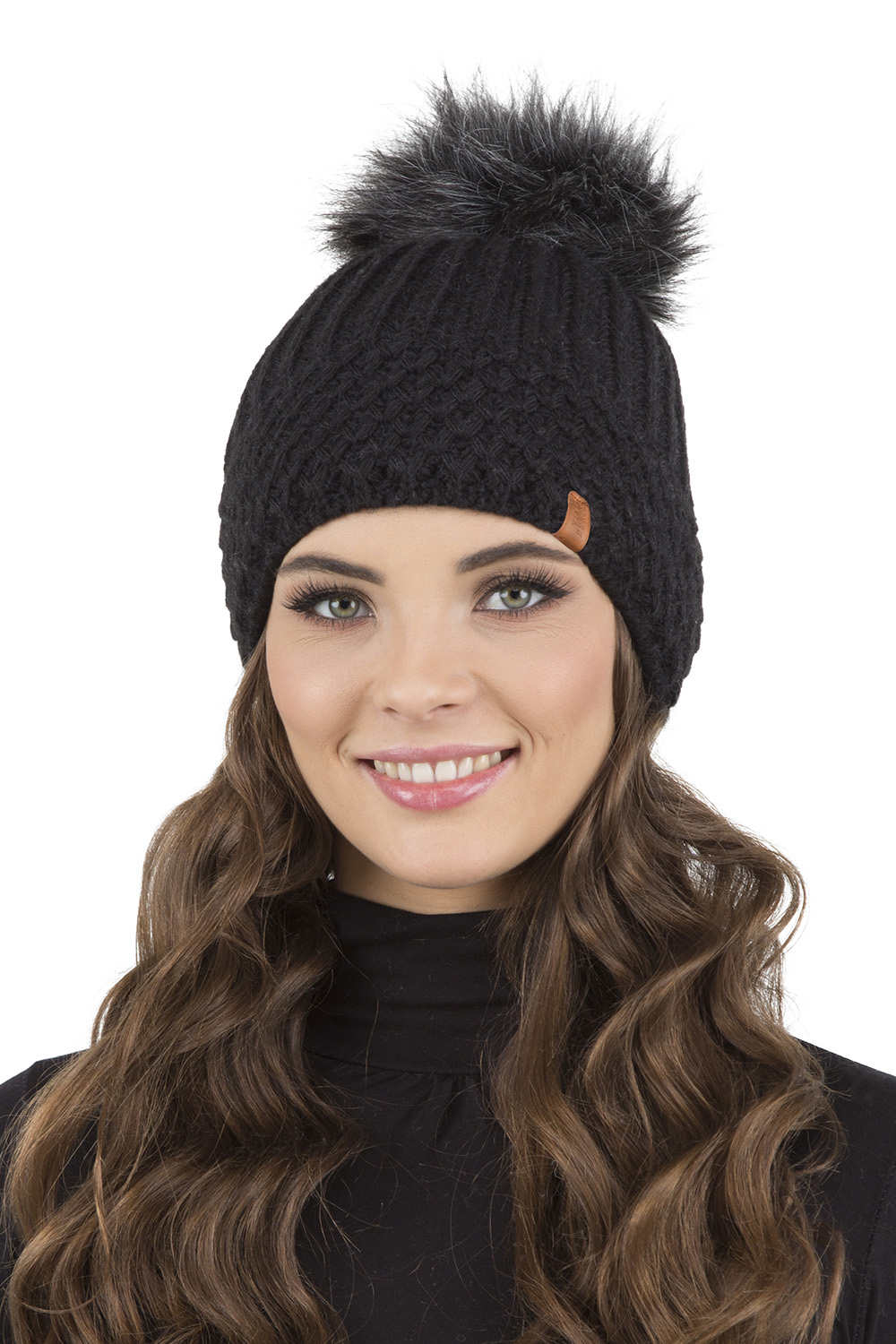 Vivisence Wintermütze mit Bommel Damen Warmes Ideal Für Kalte Wintertage 7016, schwarz