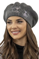 Vivisence Women's Winter Beret Autumn Wool Warm Elegant Style 7050, dark grey