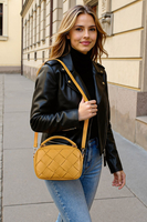 Vivisence Damen Schultertasche Geflochtenes Design Ideal für den Alltag, Gelb