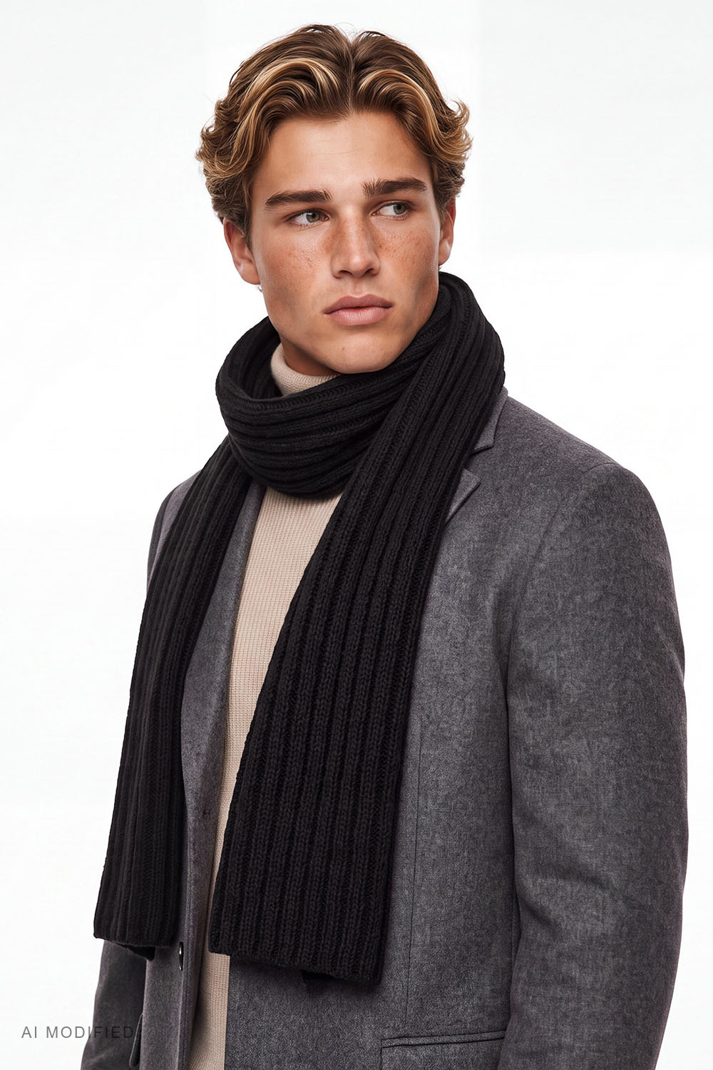 Vivisence Herrenschal Strick für Männer Akryl Wolle Winteraccessoire, schwarz