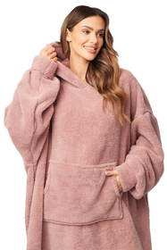 Vivisence Oversized Blanket Hoodie Universal Fit Soft Wearable Blanket Large Front Pocket Soft Material Perfect for Winter Comfort and Gift Ideas, pink