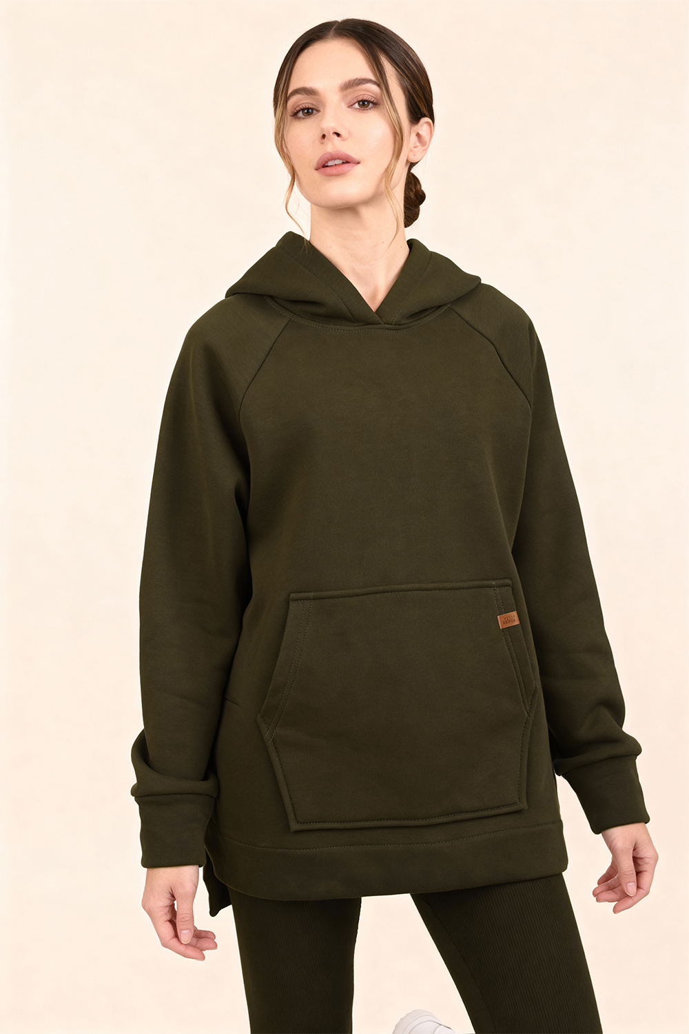Vivisence Damen Kapuzenpullover Weiche Baumwolle Mit Tasche Für Alltag, Grün