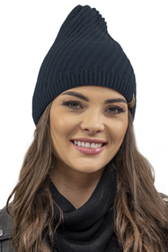 Vivisence Damen Winter Set Mütze Und Loop-Schal Komfort für Kalte Tage 7017Kmpl, dunkelblau