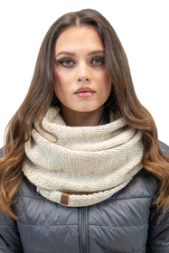 Vivisence Stylish Women's Winter Set Including Pompom Hat And Cozy Snood Scarf Made From Soft And Warm Fabric Smooth Fleece Lining Ideal For Cold Days, light beige