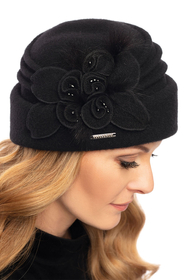 Vivisence Bonnet Femme Hiver Avec Perles Toque En Laine Fait Main Chaud 7058, noir