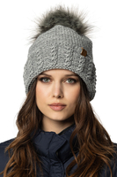 Vivisence Winter Hat And Loop Scarf Set For Women With Pompon Soft Fleece Lining Anti-Static Design Perfect Fit And Warmth For Cold Days Ideal For Winter And Autumn, light grey