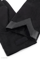 Vivisence Damen Strickhandschuhe Wolle Naturleder elegant, schwarz