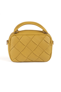 Vivisence Women's Shoulder Bag Woven Front Design Stylish and Functional, yellow
