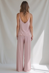 Vivisence Women's Pyjama Set Viscose Wide Leg Pants V-Neck Shirt 2046,